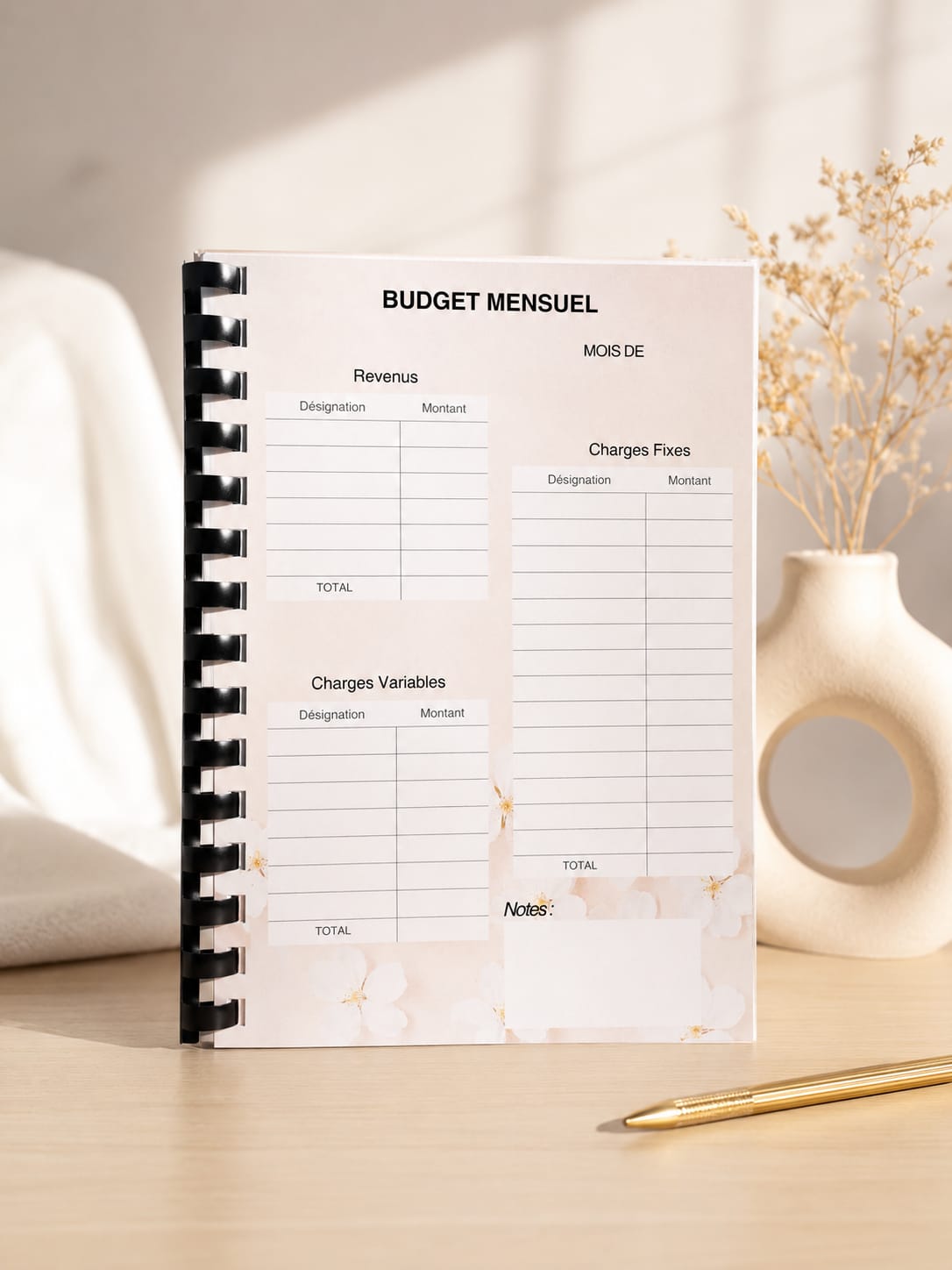 Carnet budget mensuel
