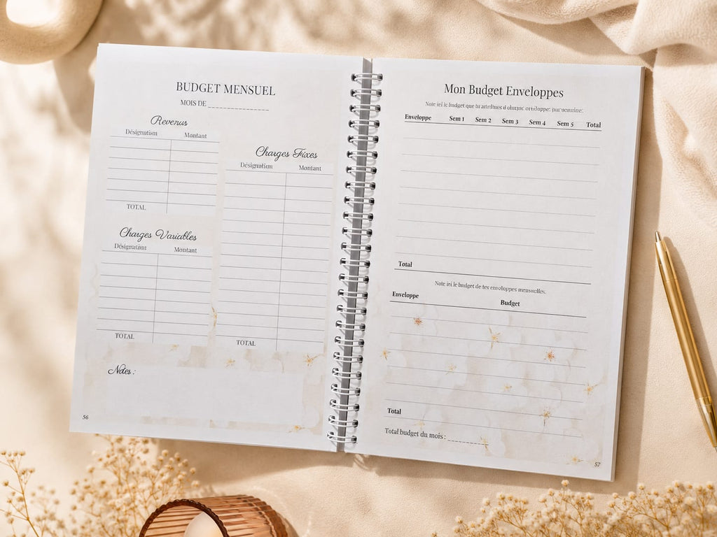 Budget Planner Non Daté   12 Mois  (Format A5)
